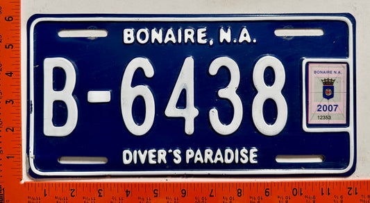 2007 Bonaire #B-6438 Passenger License Plate