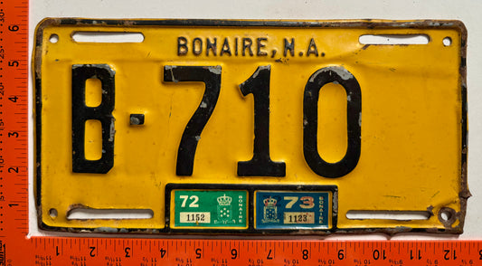 1972/1973 Bonaire #B-710 Passenger License Plate