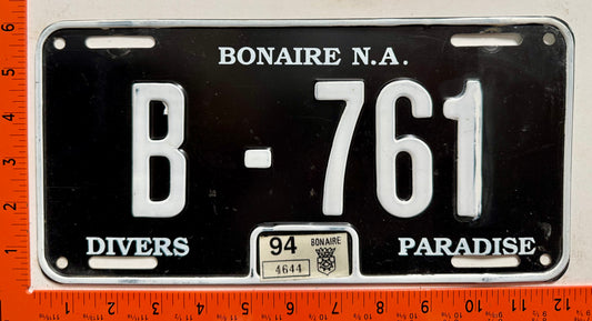 1994 Bonaire #B-761 Passenger License Plate