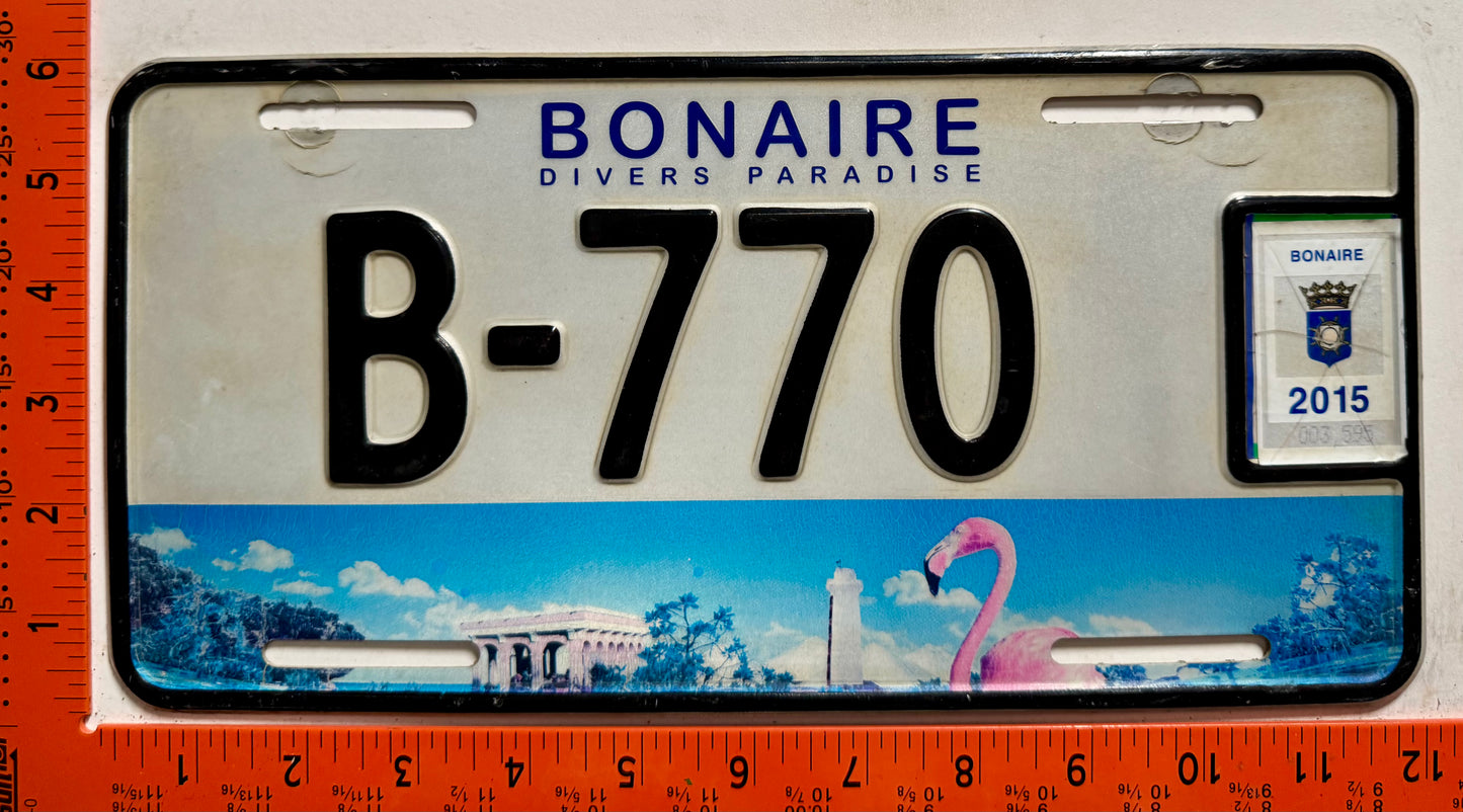 2015 Bonaire #B-770 Passenger License Plate