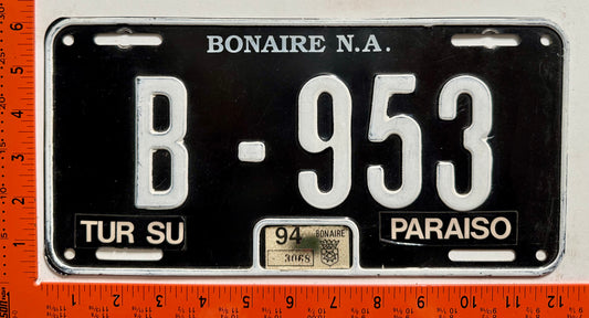 1994 Bonaire #B-953 Passenger License Plate