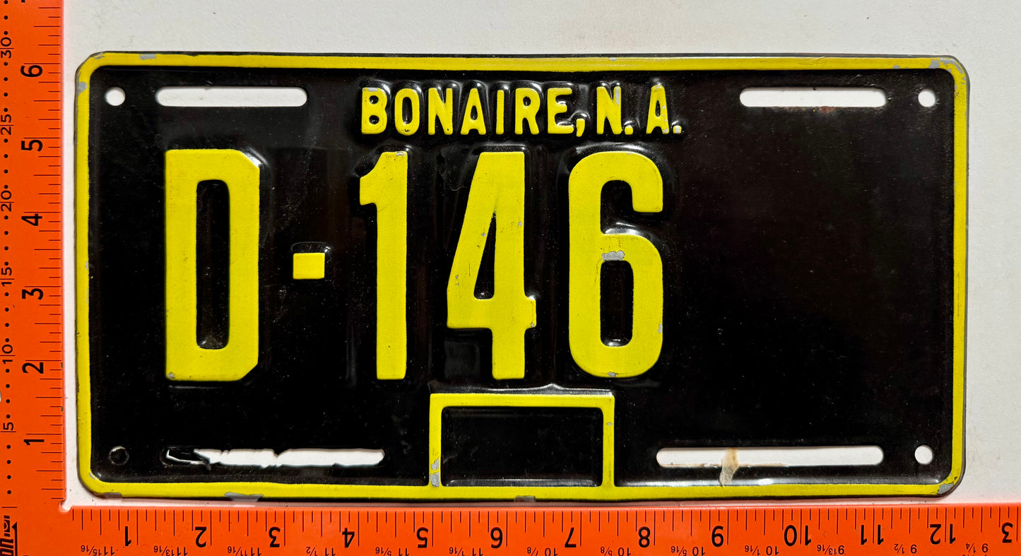 1969 Bonaire #D-146 Government License Plate