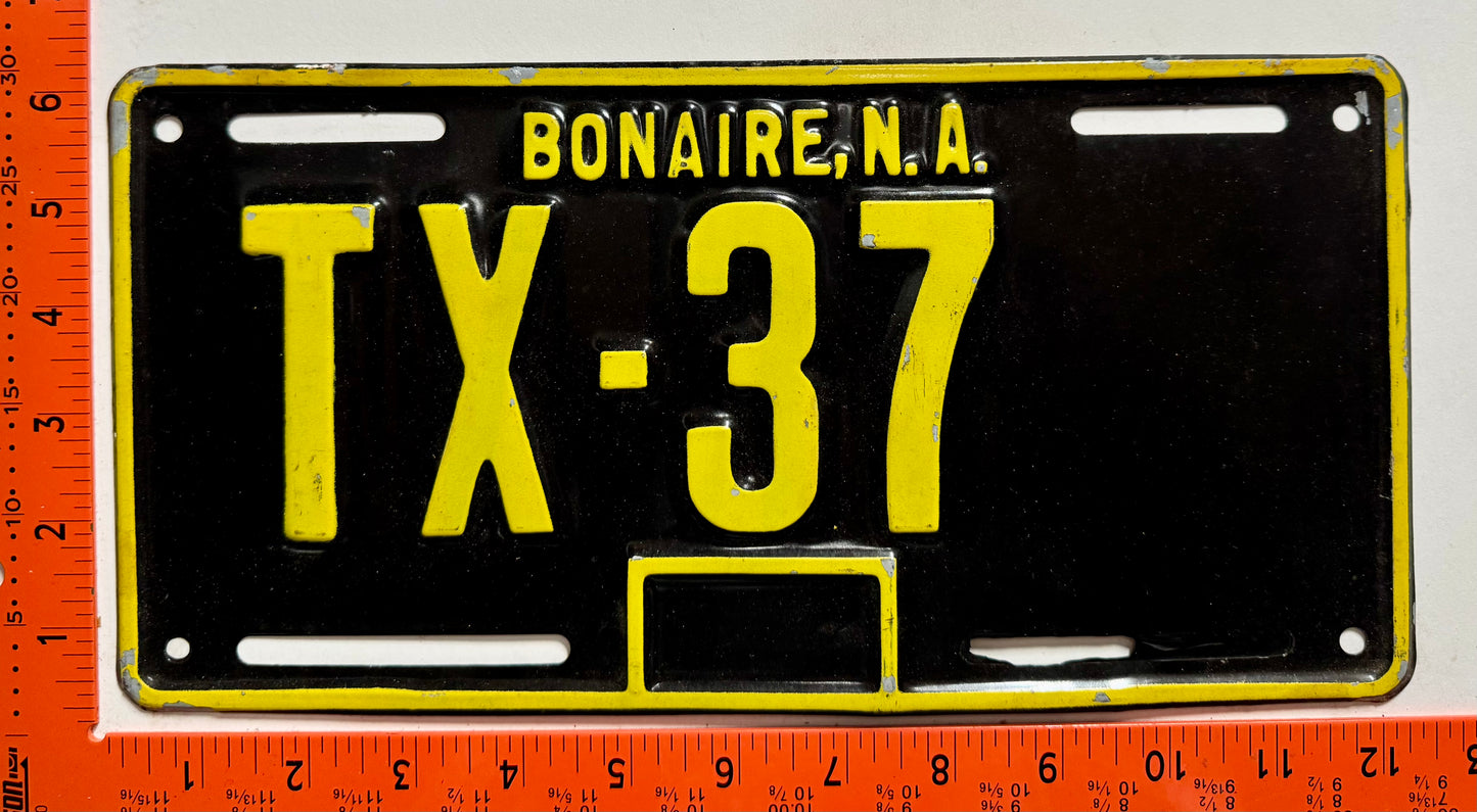 1969 Bonaire #TX-37 Taxi License Plate