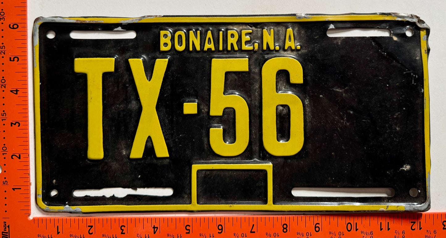 1969 Bonaire #TX-56 Taxi License Plate