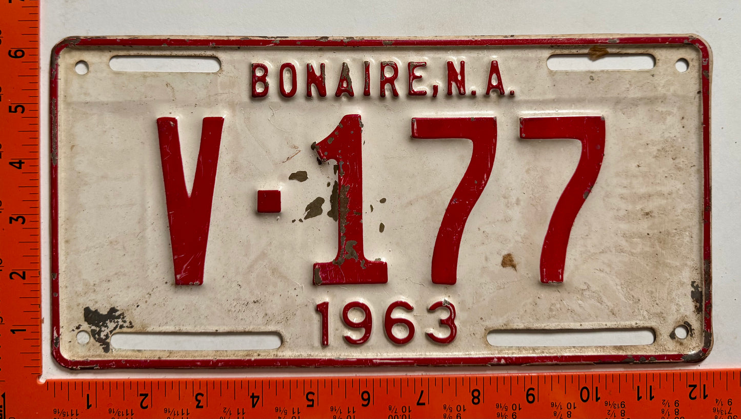 1963 Bonaire #V-177 Commercial License Plate