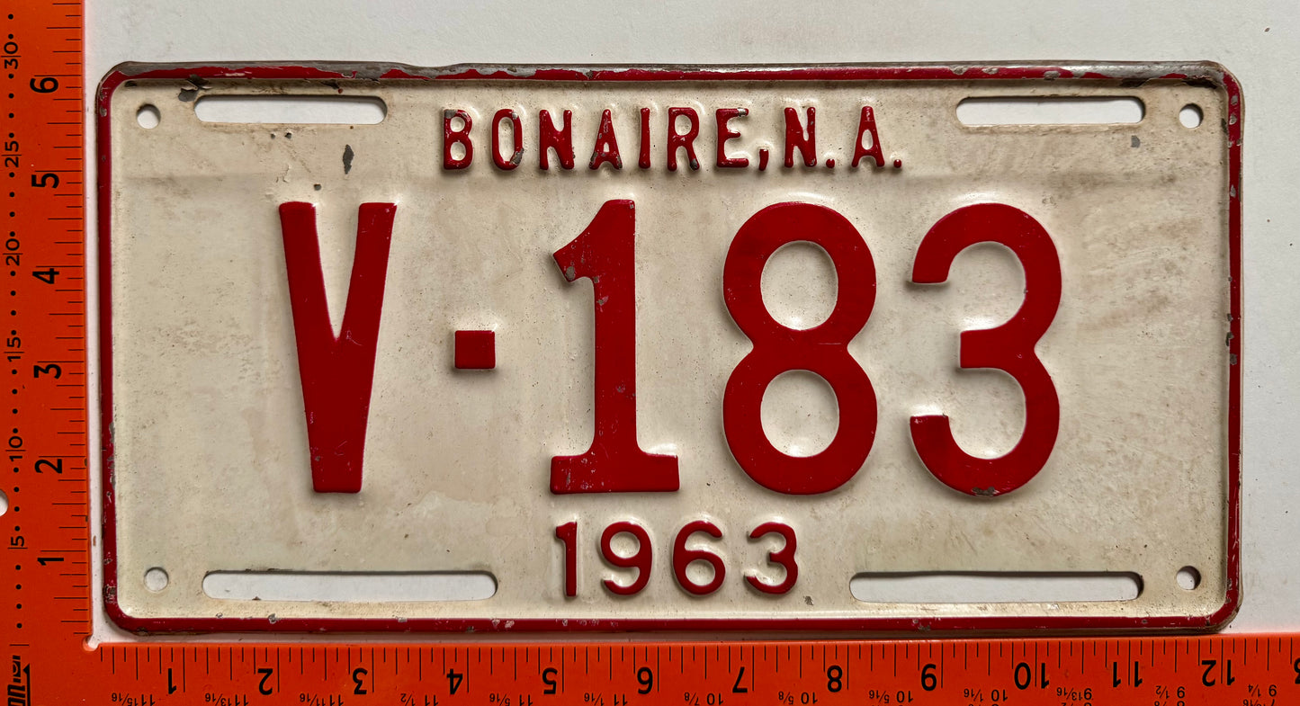 1963 Bonaire #V-183 Commercial License Plate