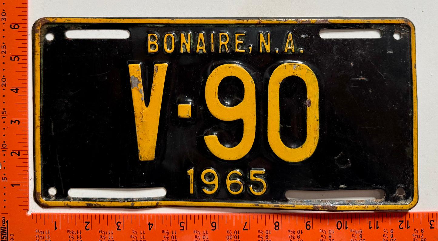 1965 Bonaire #V-90 Commercial License Plate