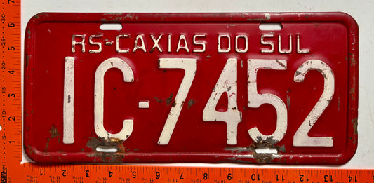 undated Brazil #IC-7452 Bus/Taxi License Plate