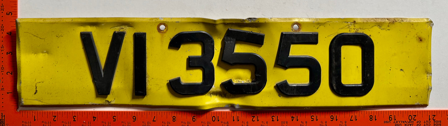 Undated British Virgin Islands #VI 3550 Passenger License Plate