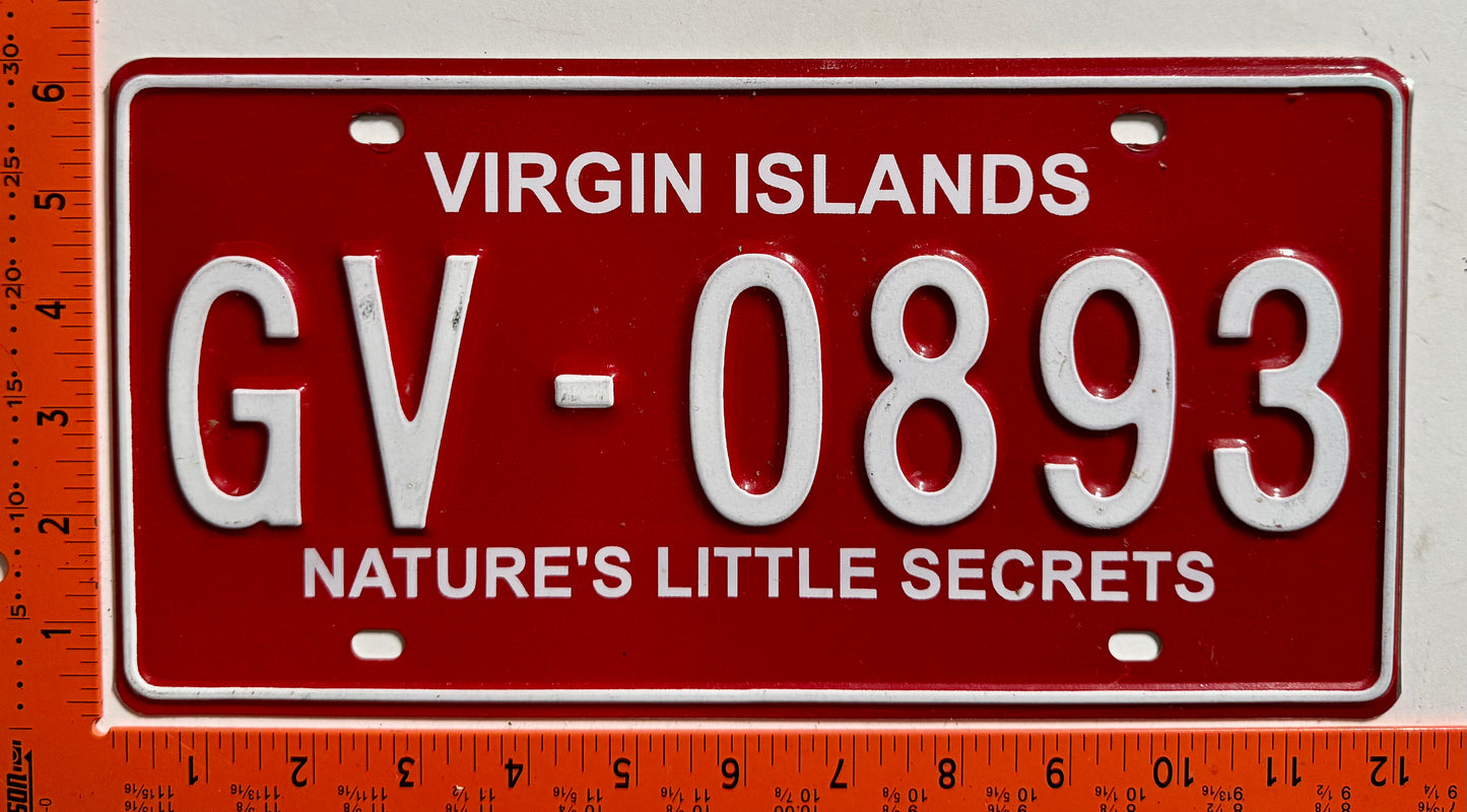 1996 base British Virgin Islands #GV-0893 Government License Plate