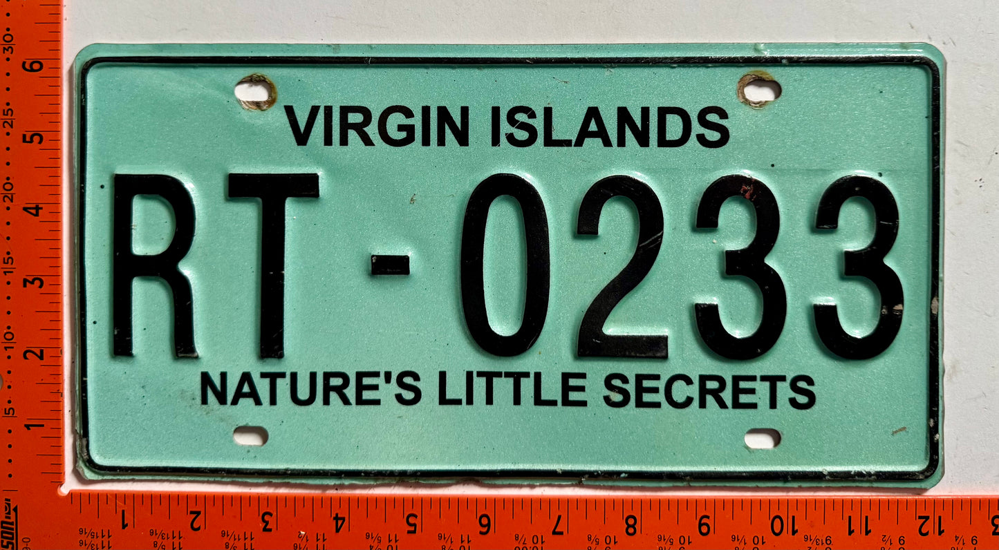 1996 base British Virgin Islands #RT-0233 Rental License Plate