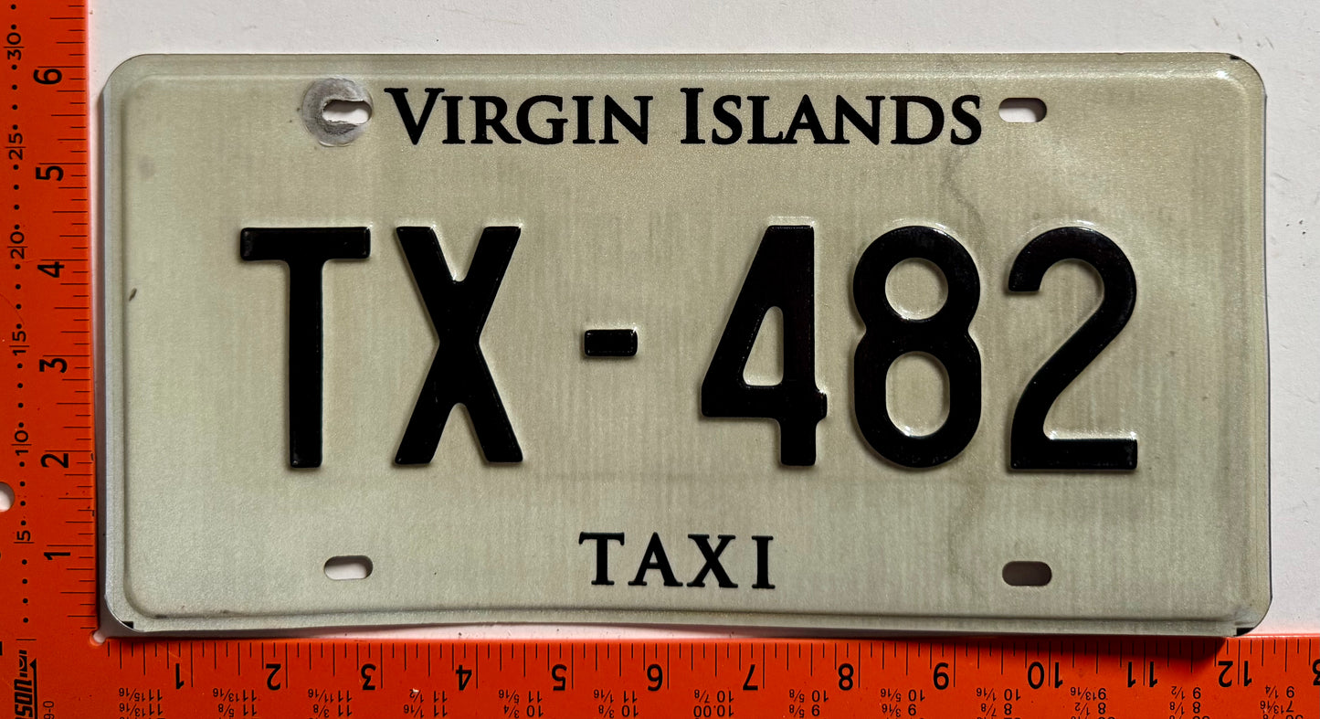 1996 base British Virgin Islands #TX-482 Taxi License Plate