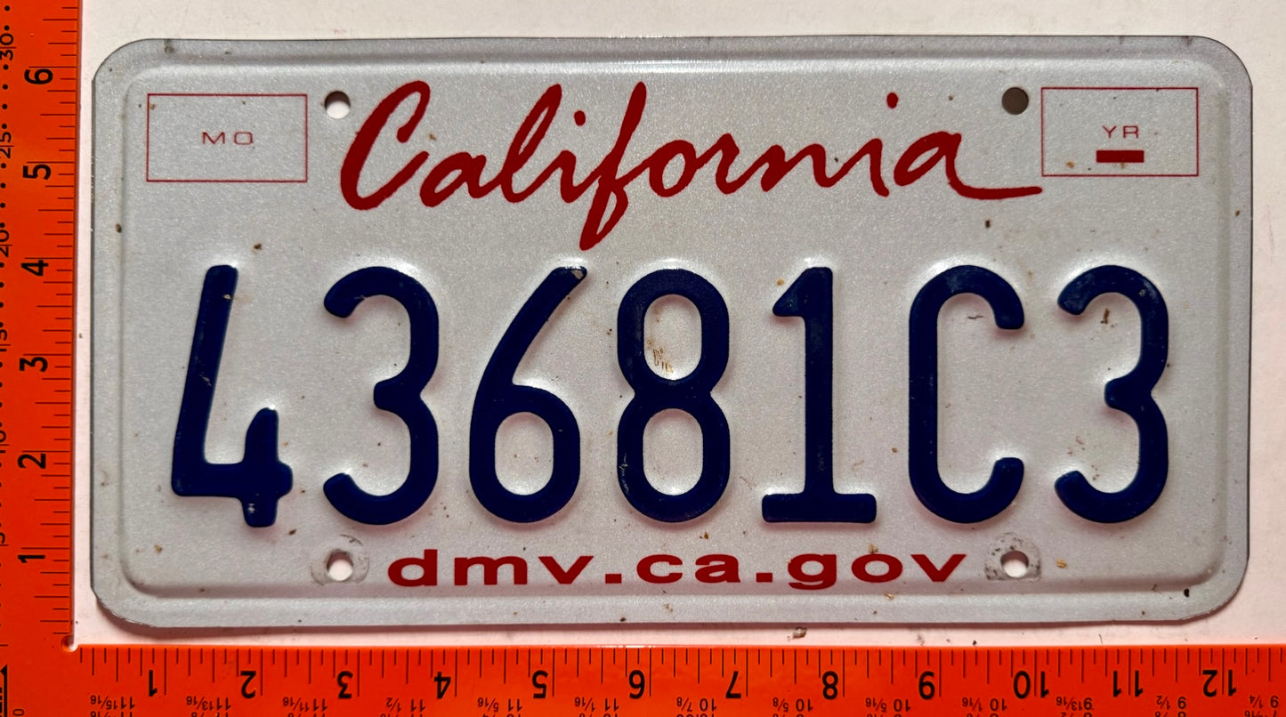 undated California #53681C3 Commercial License Plate