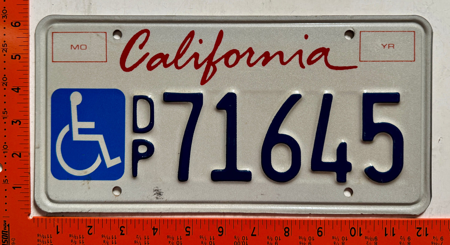 undated California #D/P 71645 Handicapped License Plate