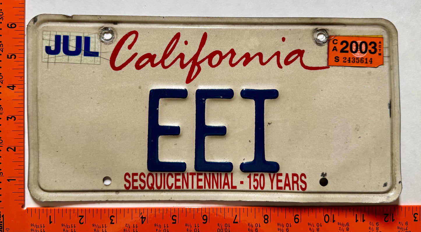 2003 California #EEI Passenger Vanity License Plate