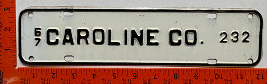 1967 Caroline County, Virginia #232 License Plate