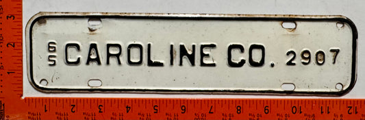 1965 Caroline County, Virginia #2907 License Plate