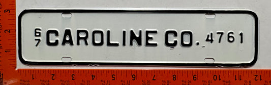 1967 Caroline County, Virginia #4761 License Plate
