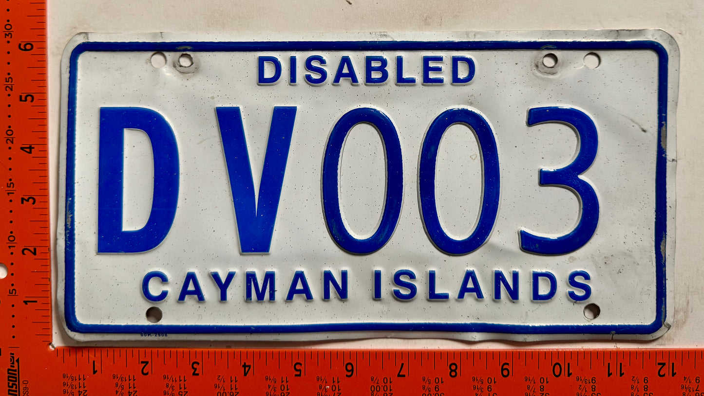 2003 base Cayman Islands #DV003 Disabled License Plate