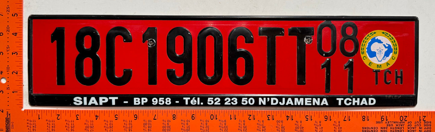 2011 Chad #18C1906TT Import License Plate