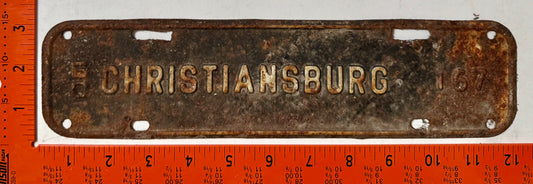 1960 Christiansburg, Virginia #167 License Plate