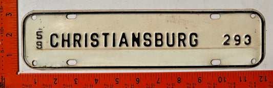 1959 Christiansburg, Virginia #293 License Plate