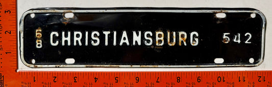 1968 Christiansburg, Virginia #542 License Plate