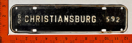 1962 Christiansburg, Virginia #592 License Plate