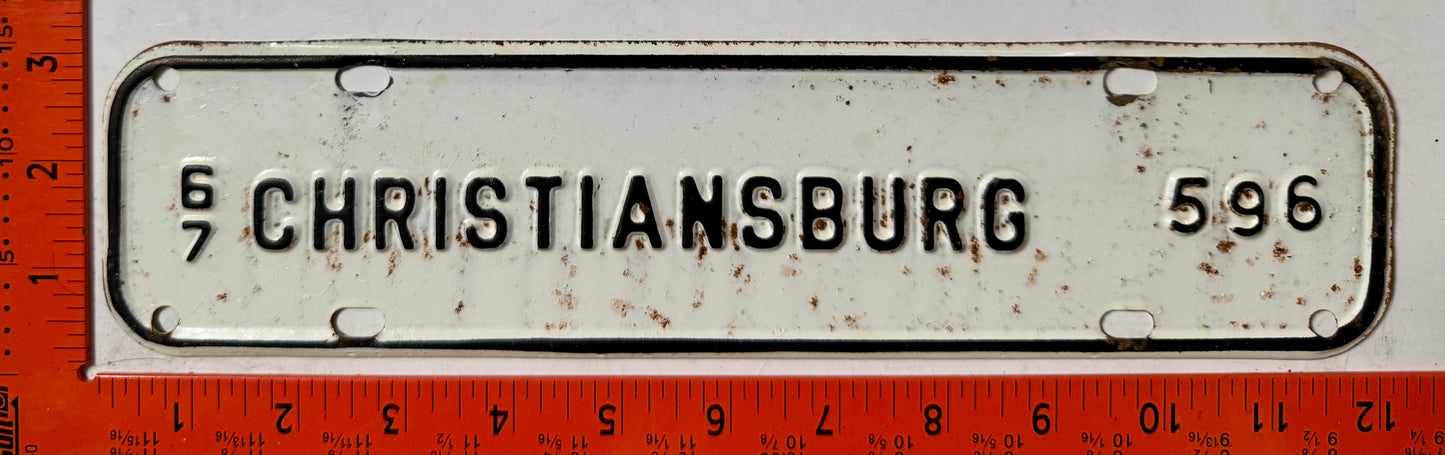 1967 Christiansburg, Virginia #596 License Plate
