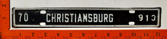 1970 Christiansburg, Virginia #913 License Plate