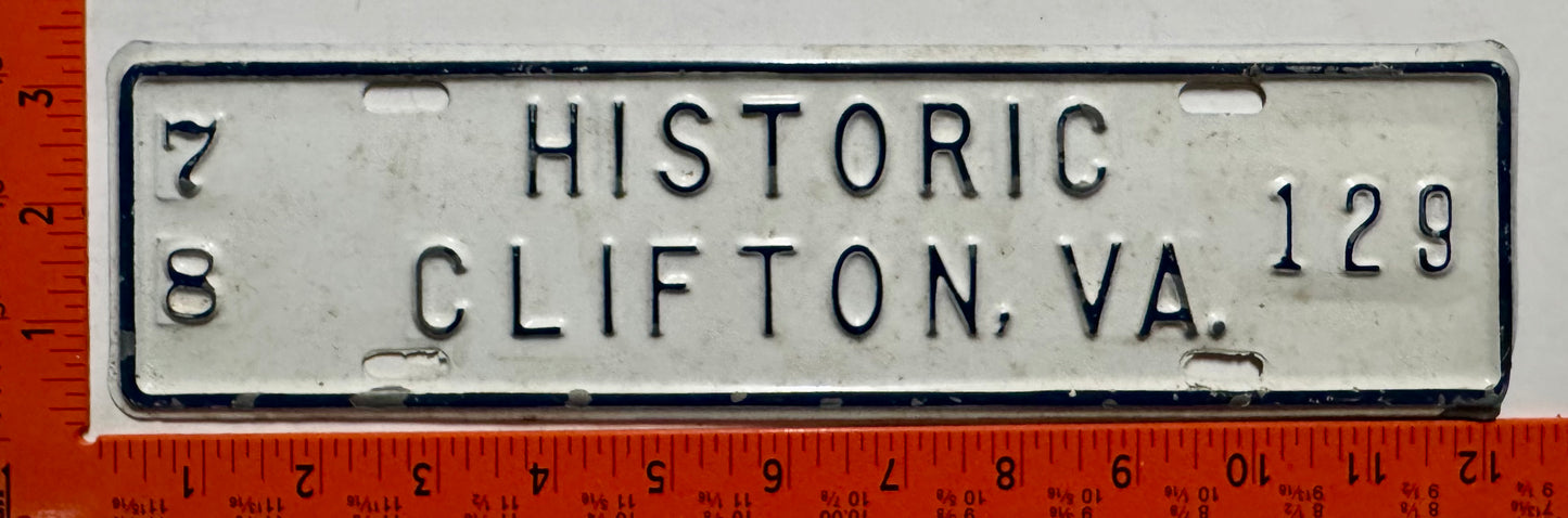 1978 Clifton, Virginia #129 License Plate