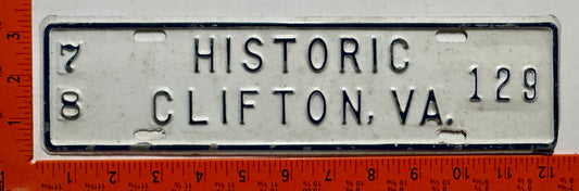 1978 Clifton, Virginia #129 License Plate