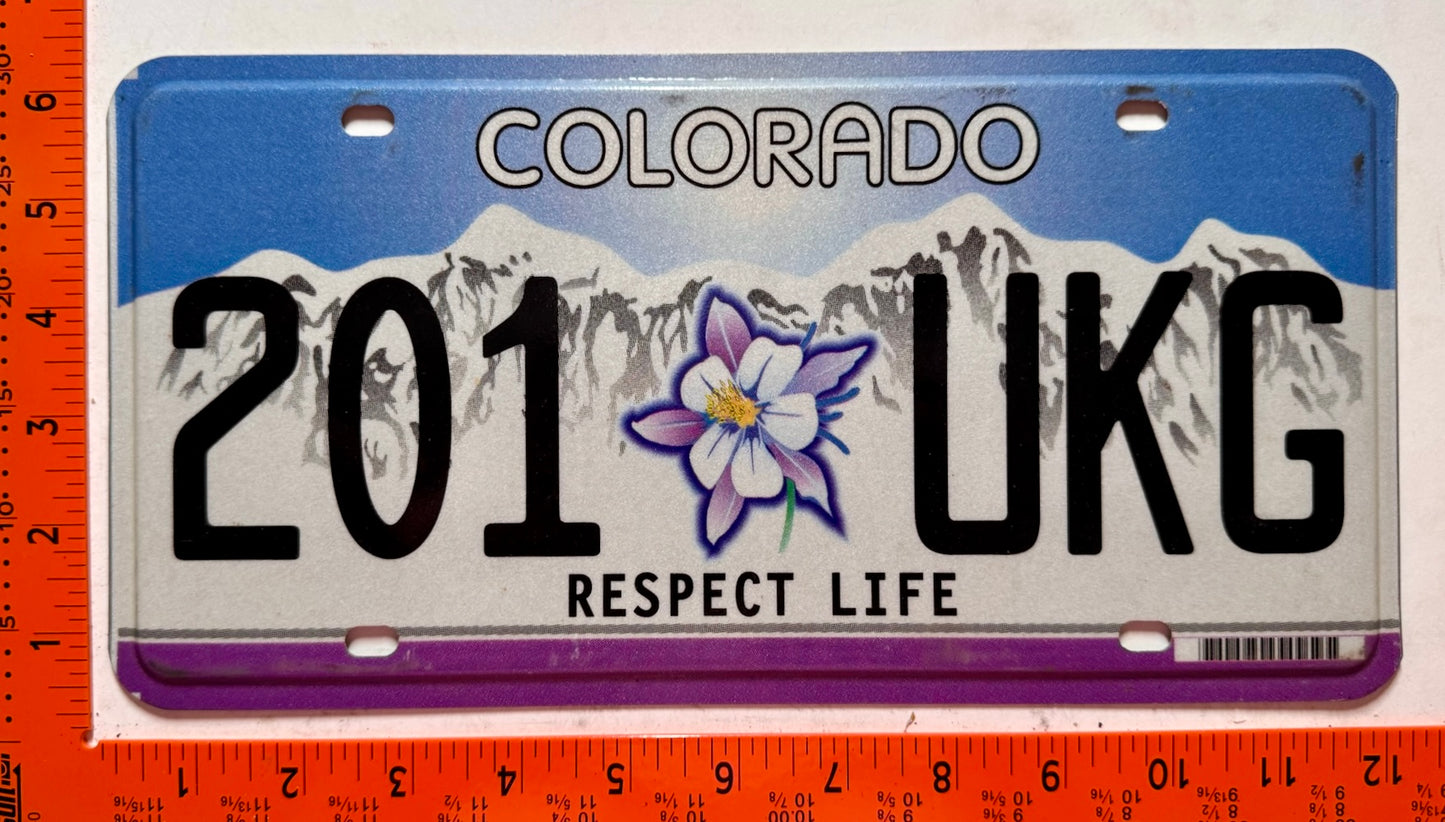 undated Colorado #201 UKG Respect Life License Plate