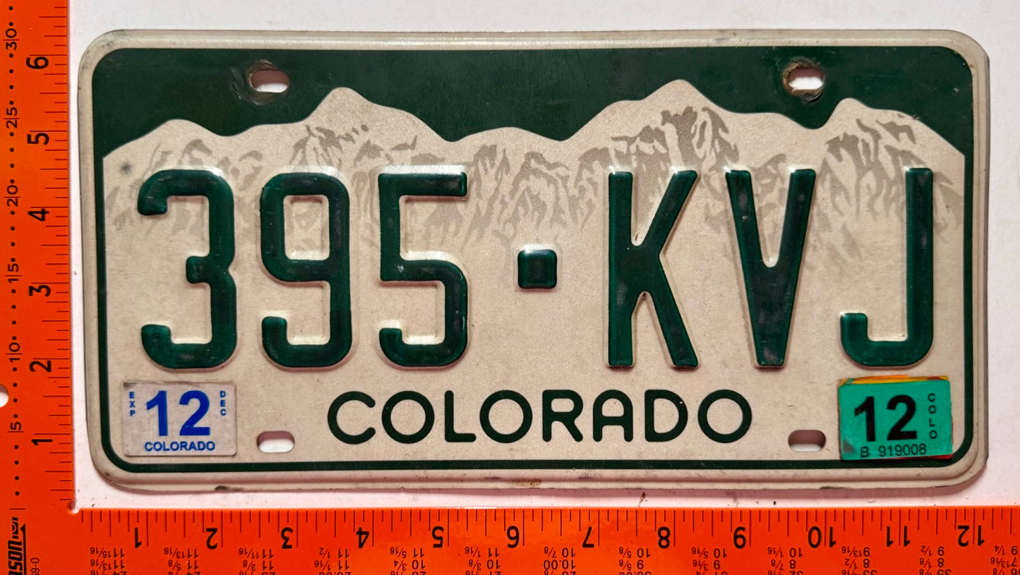 2012 Colorado #395-KVJ Passenger License Plate