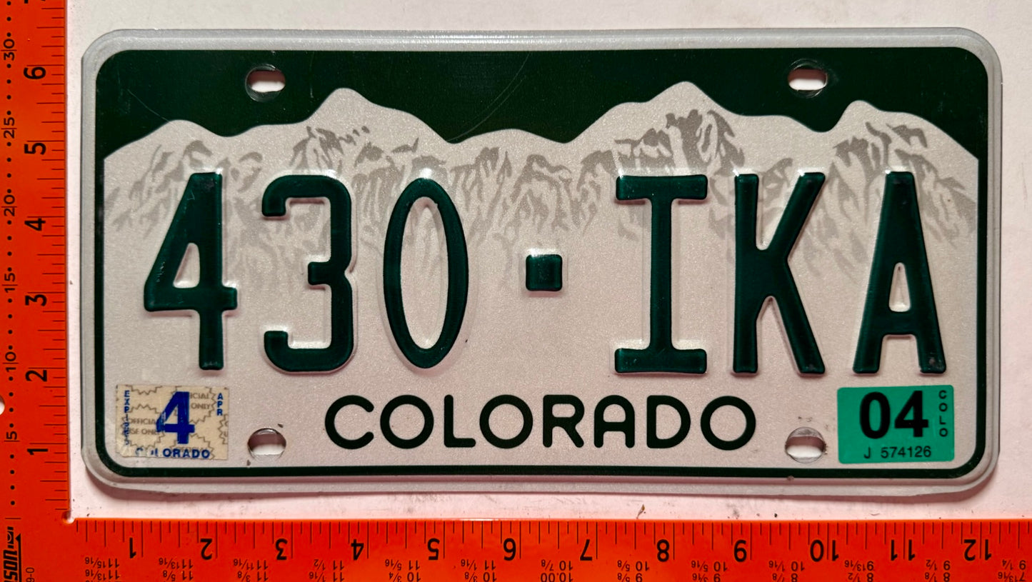 2004 Colorado #430-IKA Passenger License Plate