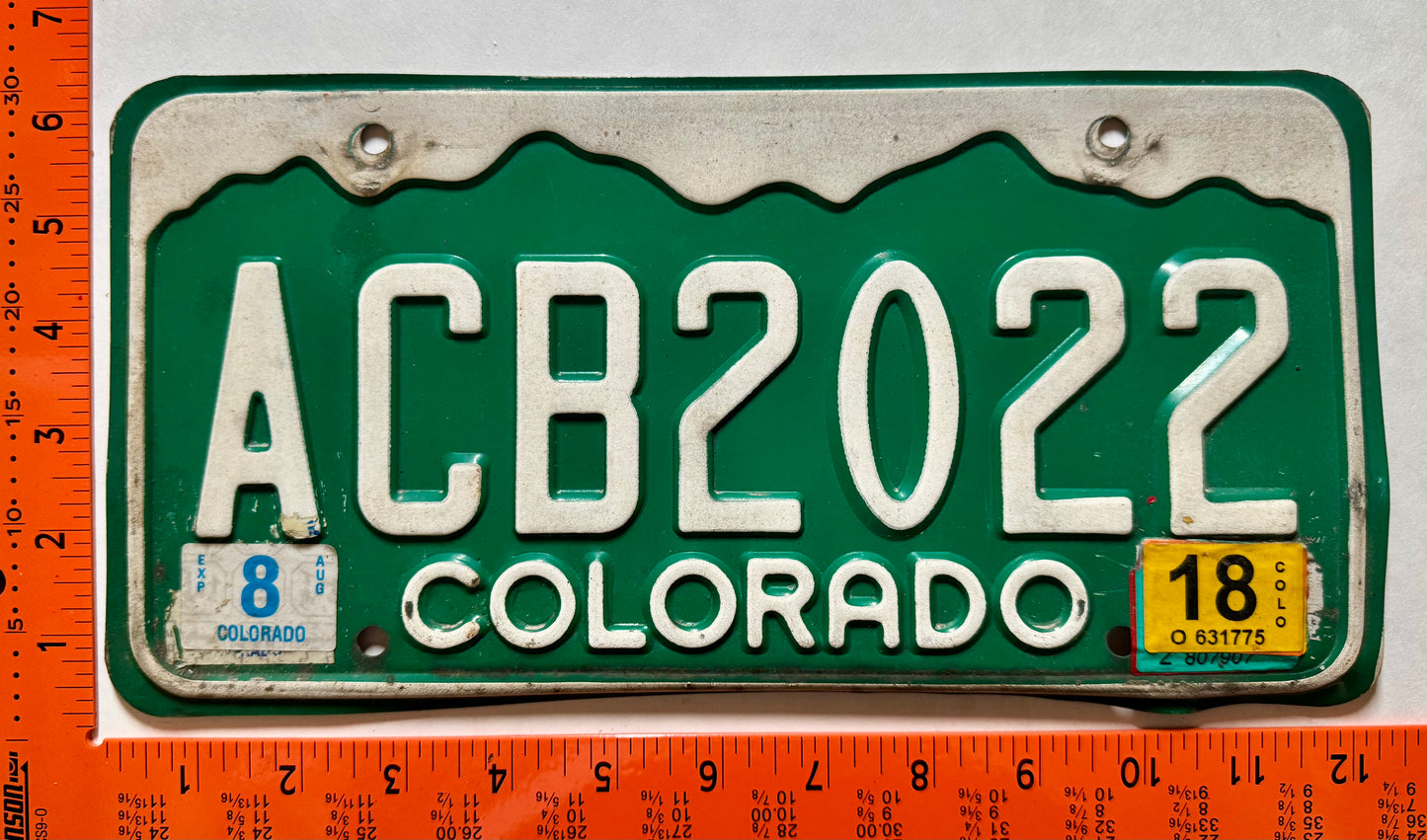 2018 Colorado #ACB2022 Passenger License Plate