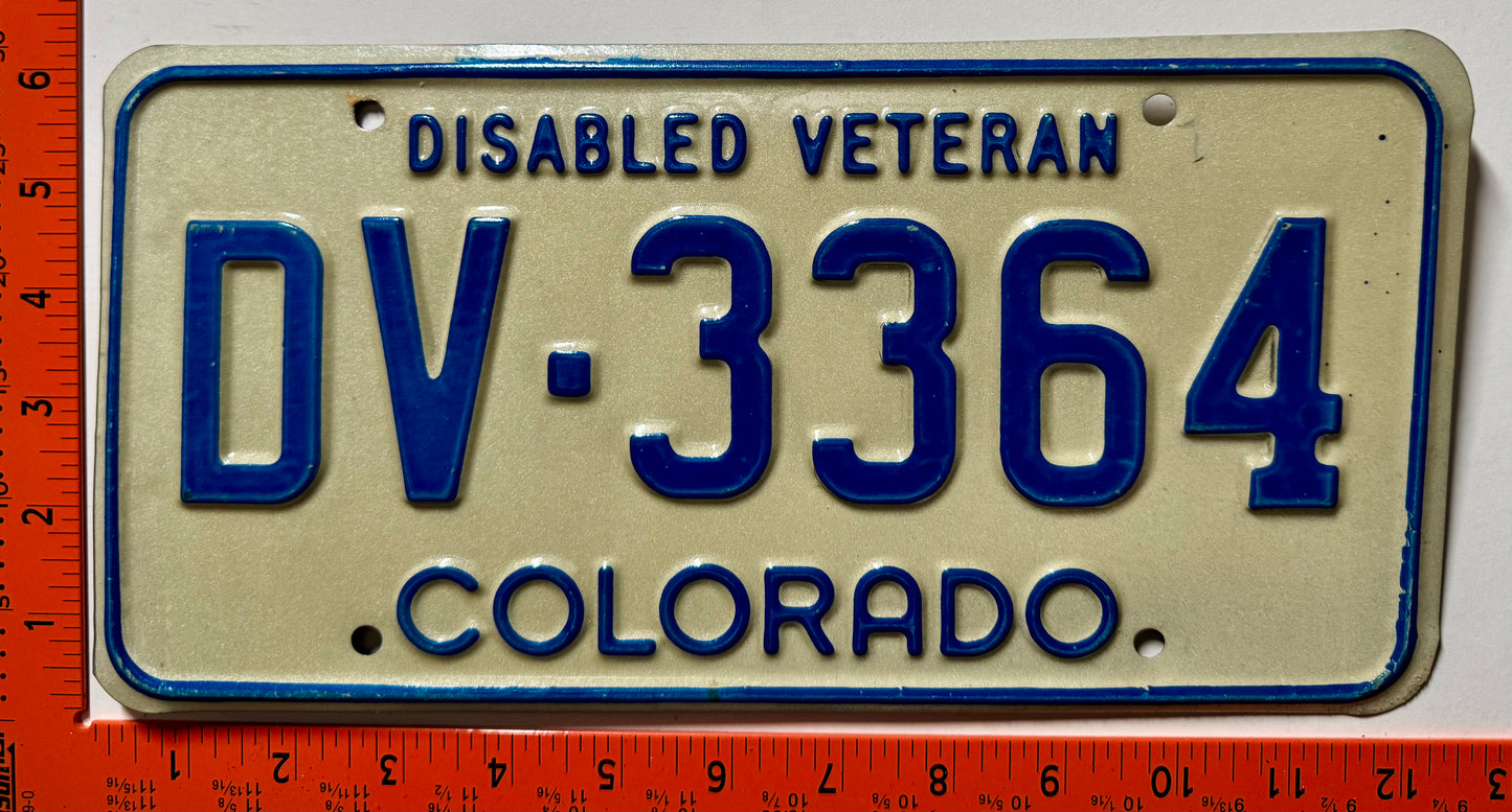 undated Colorado #DV-3364 Disabled Veteran License Plate