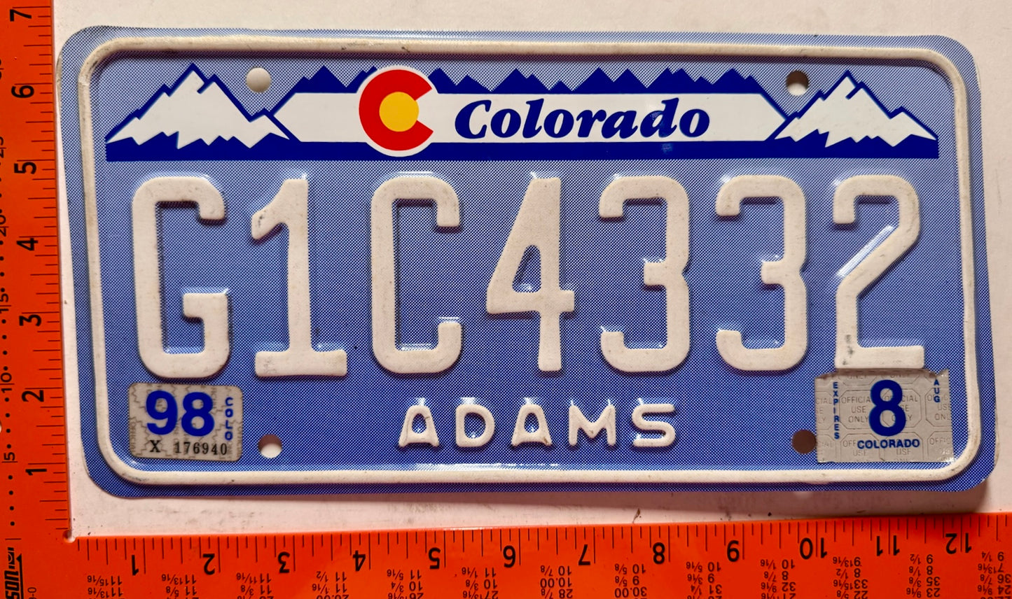 1998 Colorado #G1C4332 Passenger Denim License Plate