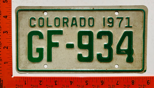 1971 Colorado #GF-934 Motorcycle License Plate