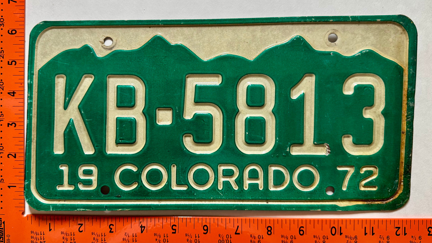 1972 Colorado #KB-5813 Passenger License Plate