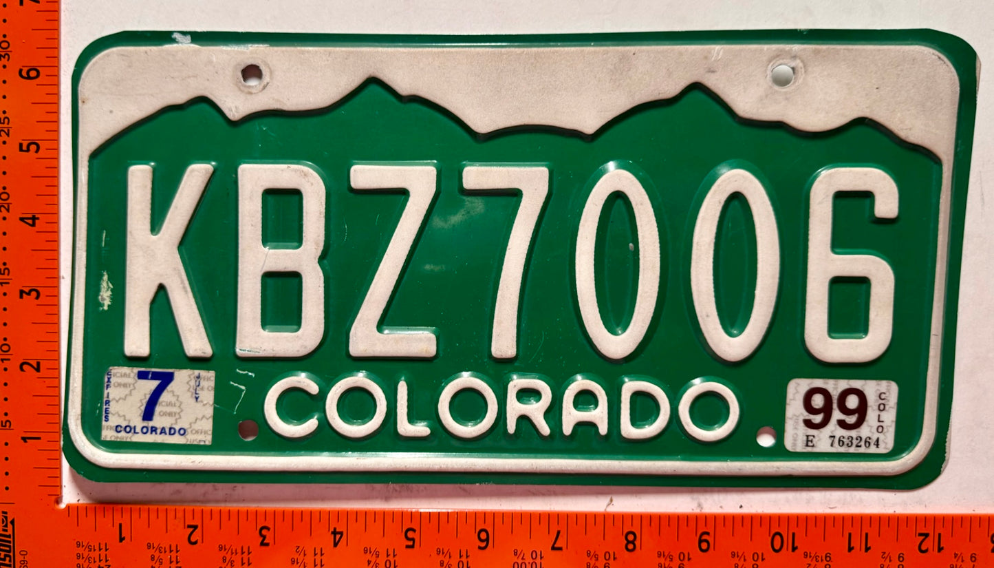 1999 Colorado #KBZ7006 Passenger License Plate