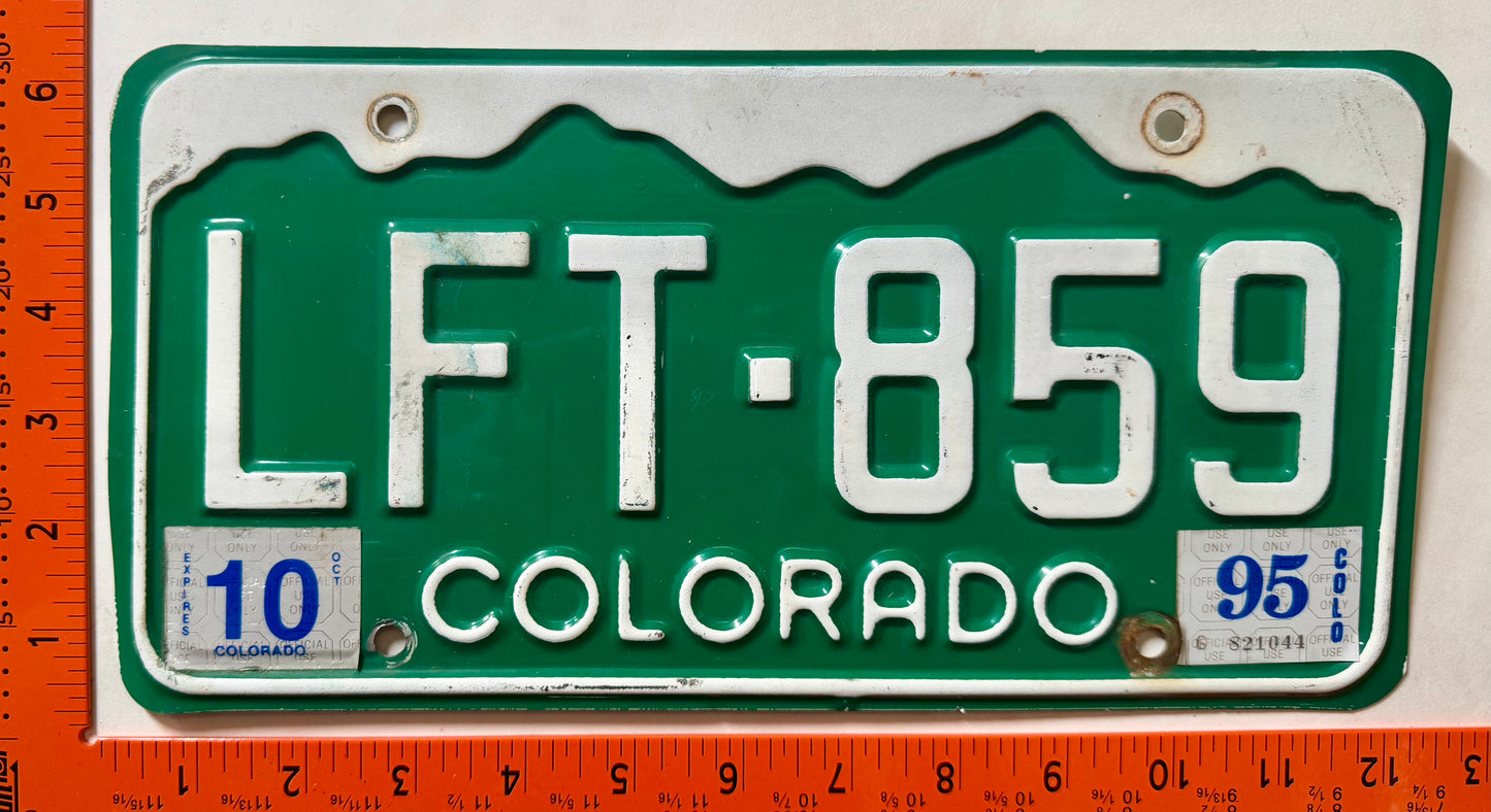 1995 Colorado #LFT-859 Passenger License Plate
