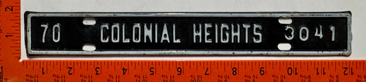 1970 Colonial Heights, Virginia #3041 License Plate