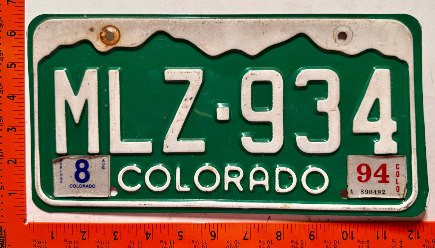 1994 Colorado #MLZ-934 Passenger License Plate