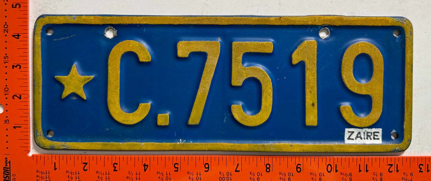 undated Dem Rep of Congo #C.7519 Passenger License Plate