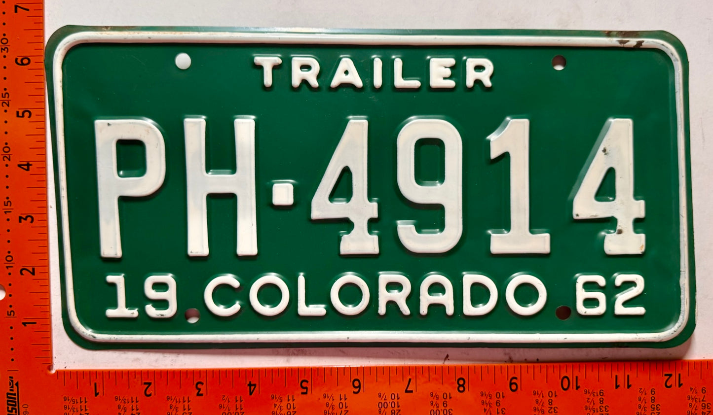 1962 Colorado #PH-4914 Trailer License Plate