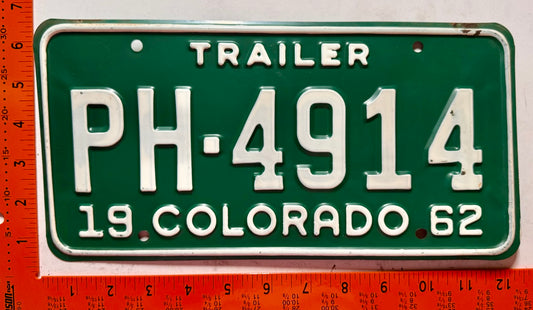 1962 Colorado #PH-4914 Trailer License Plate