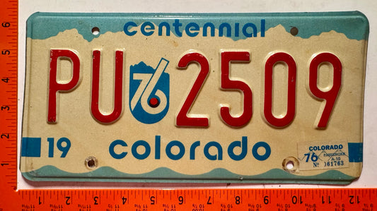 1976 Colorado #PU 2509 Passenger License Plate