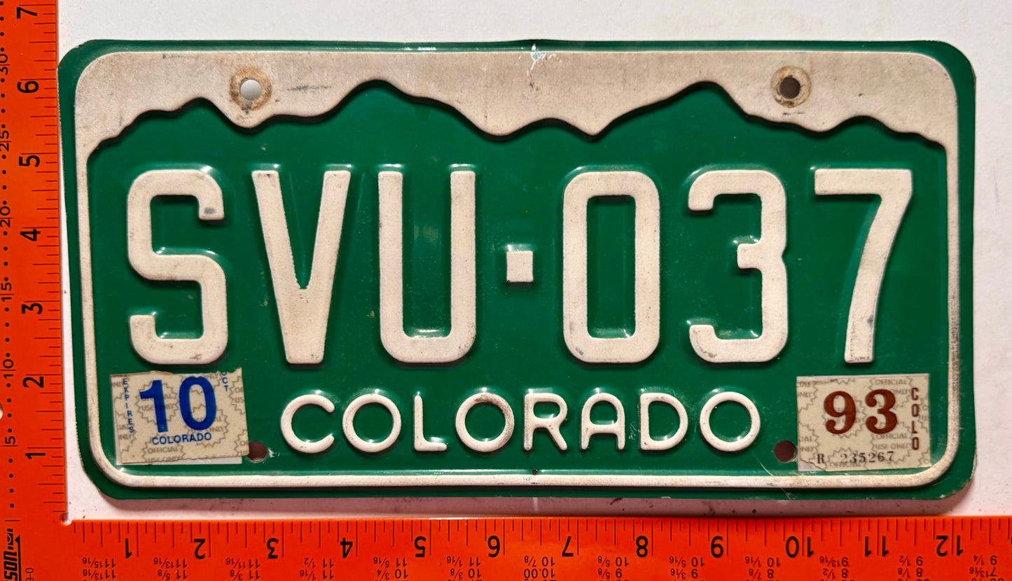 1993 Colorado #SVU-037 Passenger License Plate