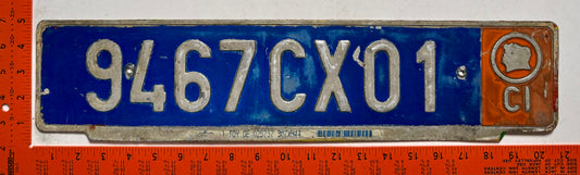 undated Ivory Coast #9467CX01 Passenger License Plate